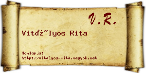 Vitályos Rita névjegykártya